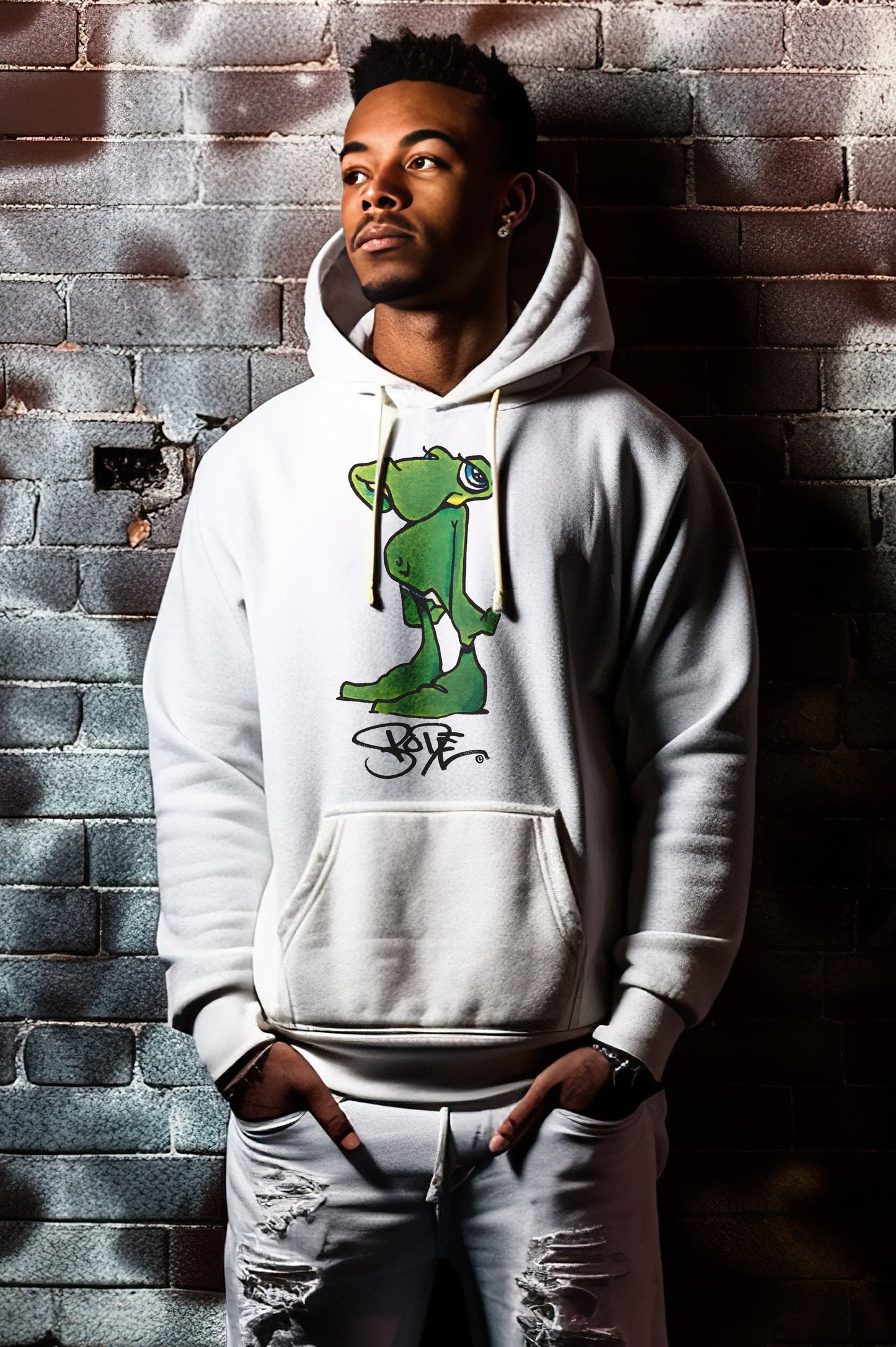 Bode Classic Da'Lizard Limited Edition Double-Sided Hoodie White